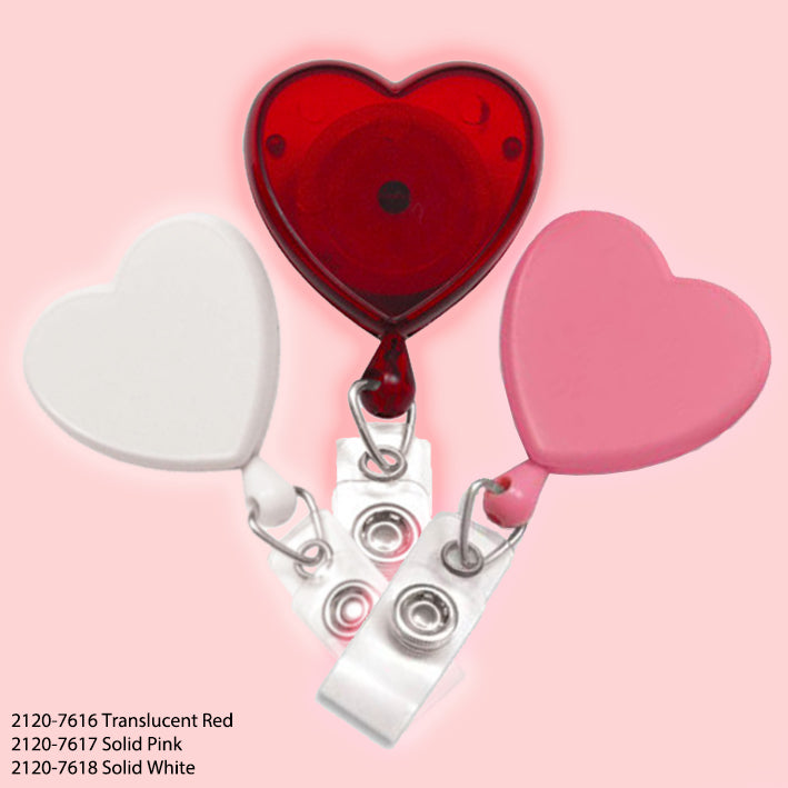 Heart-shaped badge reel with EKG design under clear dome