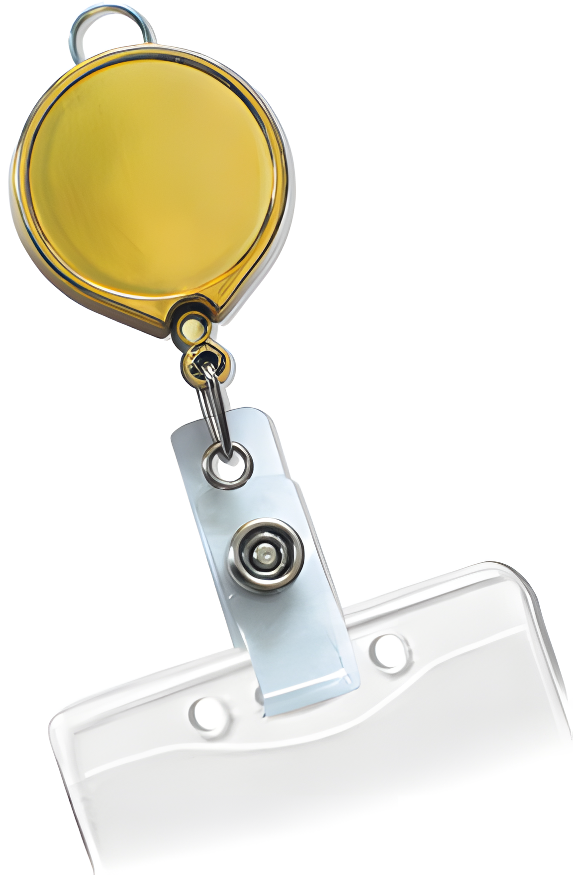 Gold Metallic Badge Reel with Clear Vinyl Strap & Belt Clip
