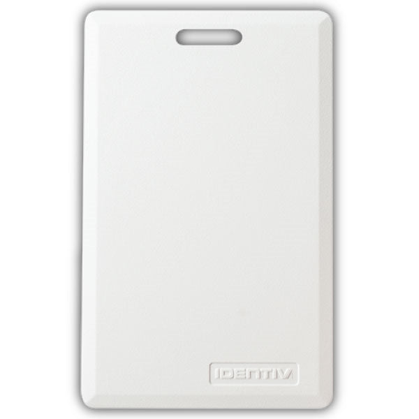 Hirsch Identiv 4000 white clamshell proximity card with vertical slot punch
