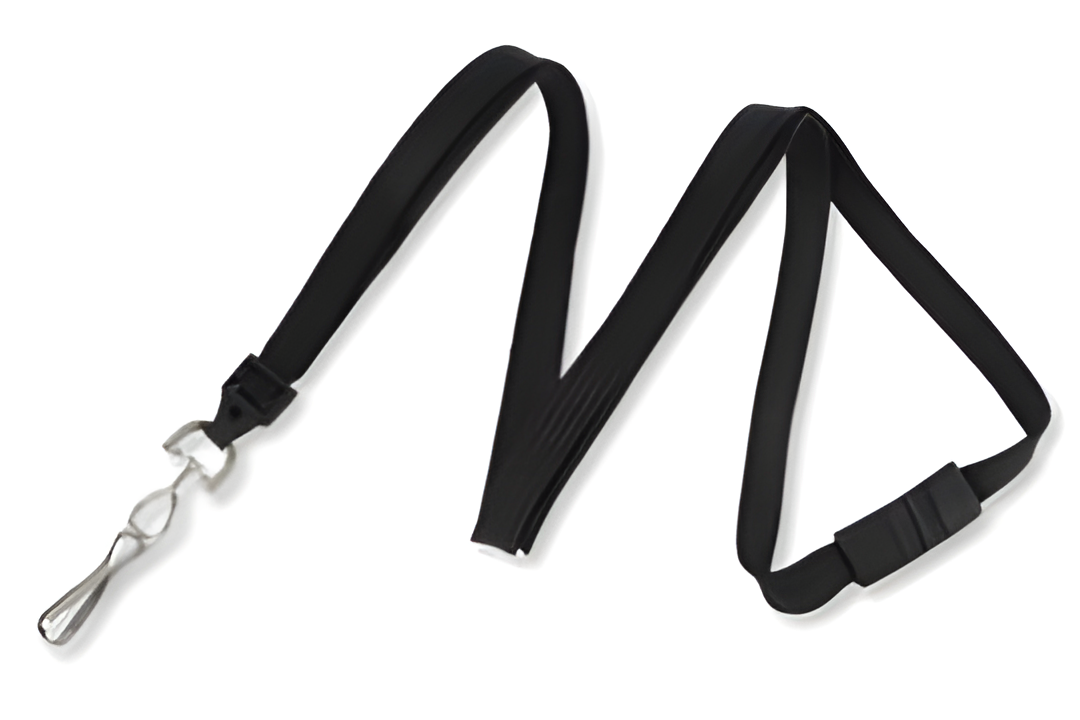 Lanyard, flat braid, break-away, choice of attachment, 3/8" wide
