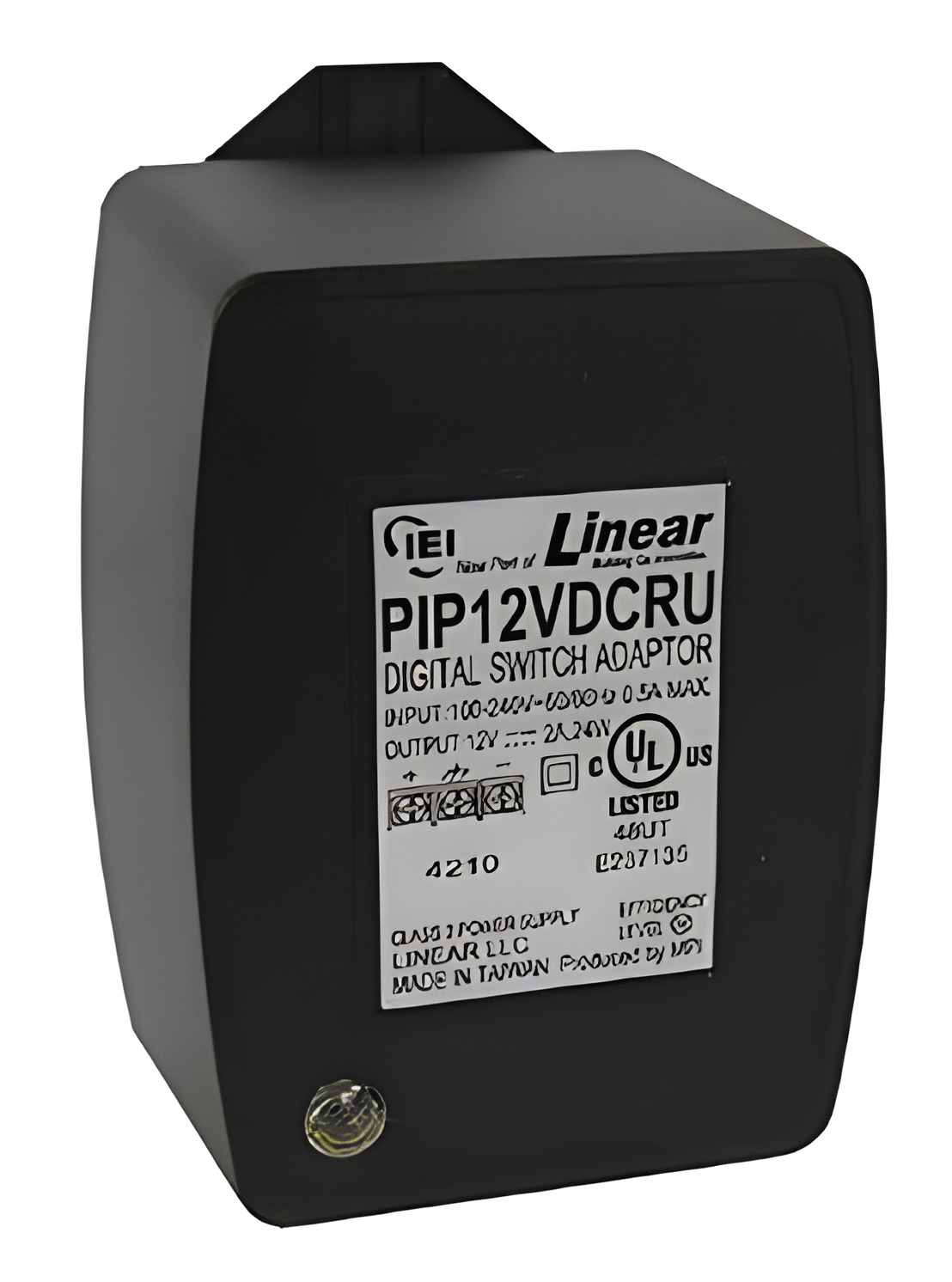 Plug-in 12VDC 2A power supply with screw terminals and a ground prong