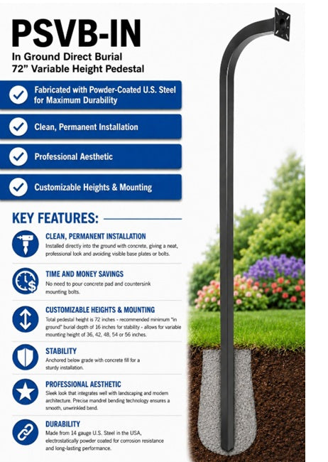 PSVB-IN black direct burial steel gooseneck pedestal
