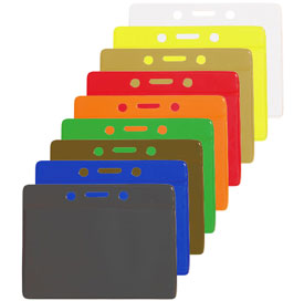 Horizontal soft vinyl badge holder with solid colored back