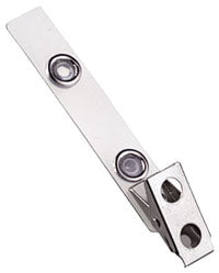 Nickel plated steel 2-hole strap clip with clear Mylar strap