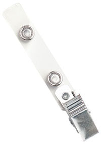 Nickel plated steel knurled thumb-grip clip with clear Mylar strap