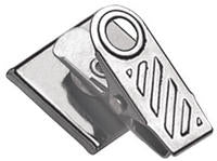 Ribbed face nickel plated steel pressure sensitive badge clip (view 2)