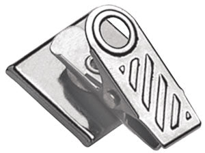 Ribbed face nickel plated steel pressure sensitive badge clip