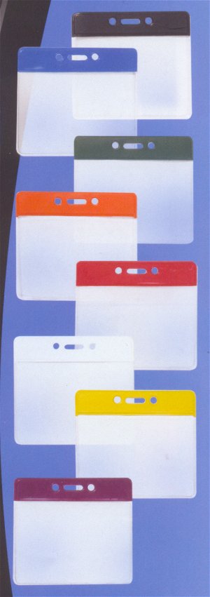 Soft vinyl color bar badge holder with slot and chain holes