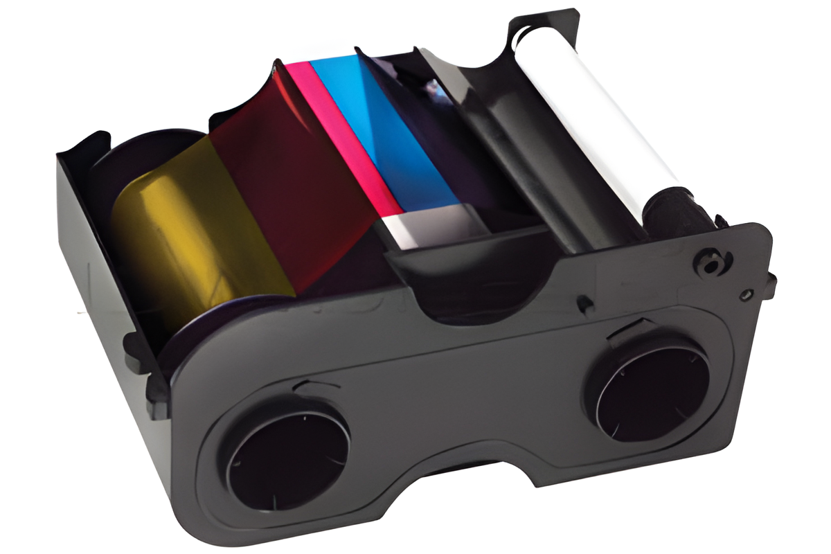 Fargo 45000 ribbons are used for printing a combination of full-color images and one-color text or barcodes.