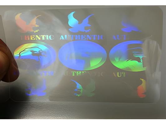 Hand Applied Pressure Sensitive Overlay, 7 mil, "Authentic" Text and Eagle Hologram (500/pack)