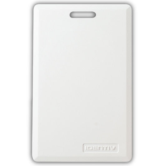 Hirsch Identiv 4000 white clamshell proximity card with vertical slot punch