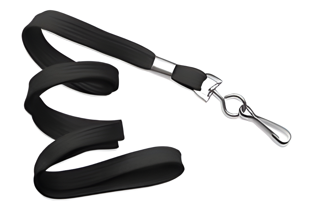 Lanyard, flat braid, non-breakaway, choice of attachment, 3/8" wide