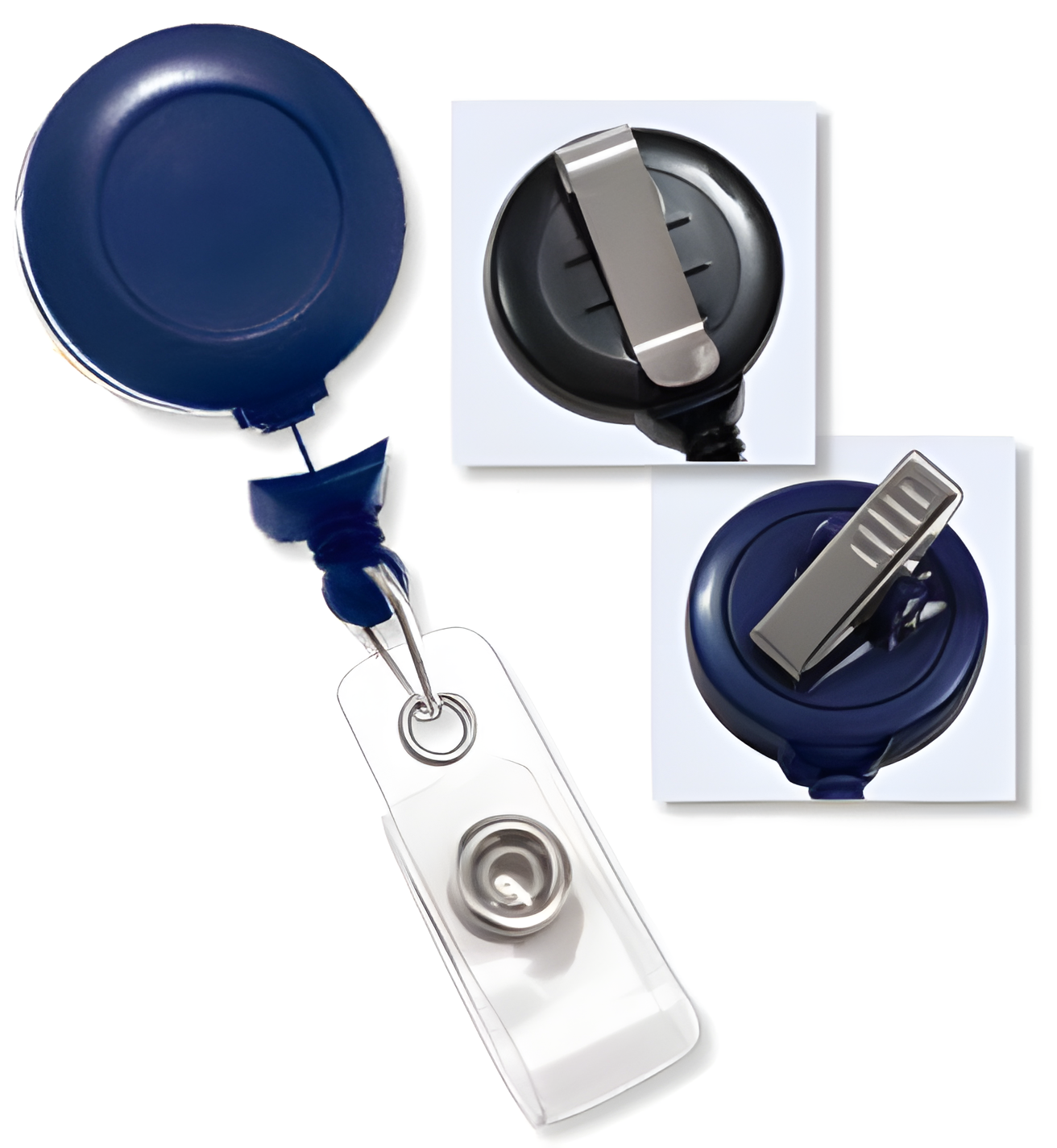 No-Twist Round Badge Reels - 1.25" - Clear Strap