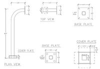 PS036 - 36" High Metal Pedestal with Mounting Plate - Image 2